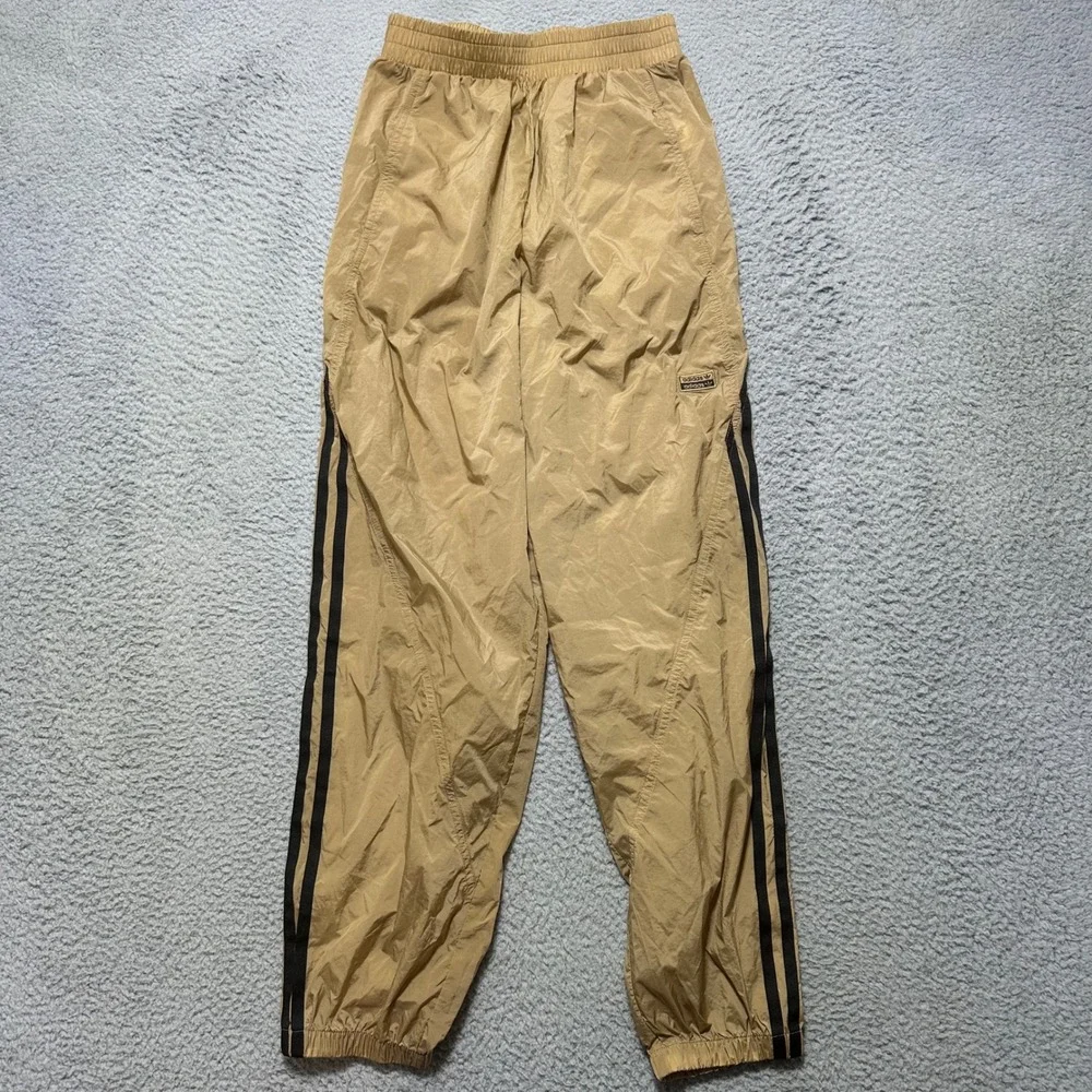 Adidas Originals Snap Track Pants Tan Black 3 Stripe Mens 34‎ NWT GN4274